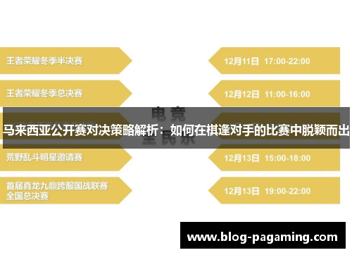 马来西亚公开赛对决策略解析：如何在棋逢对手的比赛中脱颖而出